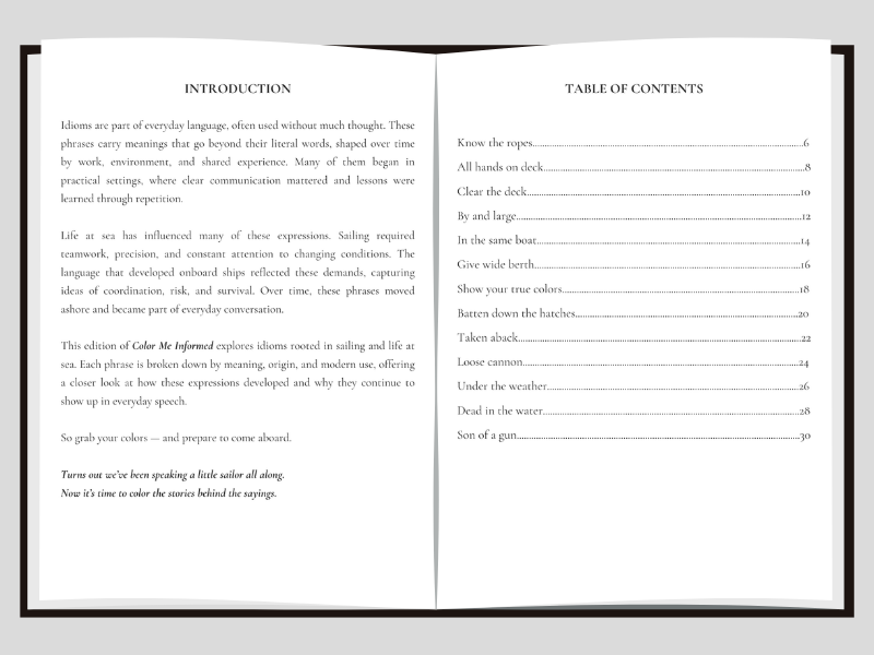 Introduction and table of contents for nautical idioms