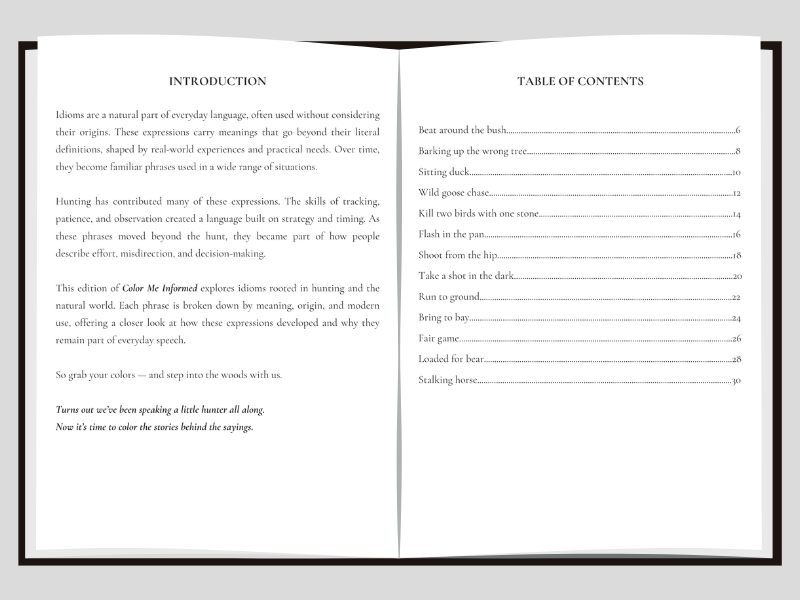 Introduction and Table of Contents for Hunting Idioms