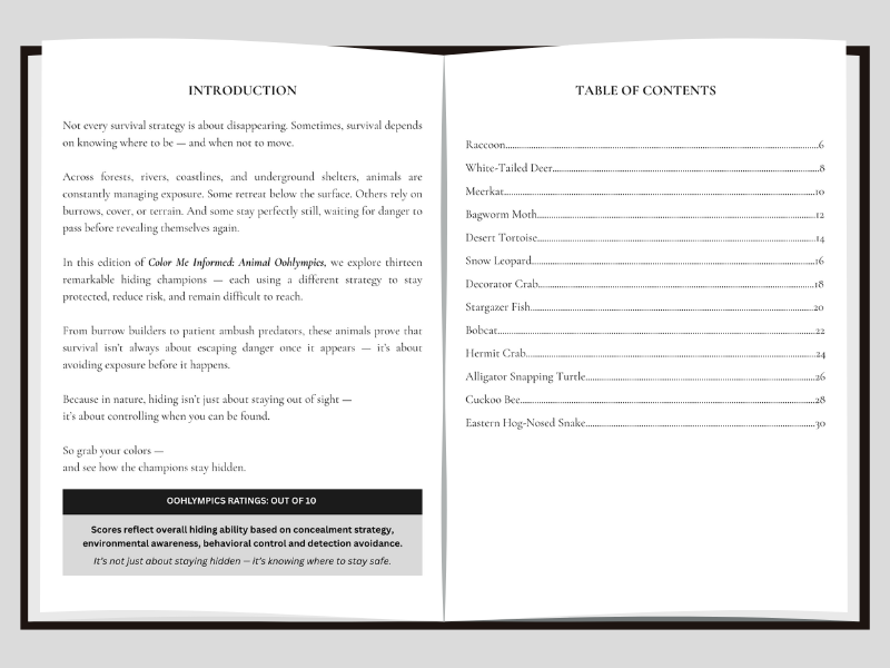 Introduction and Table of Contents for Hiding Champions of Animal Oohlympics