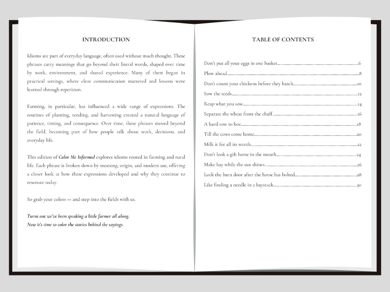 Introduction and Table of Contents for Farming Idioms